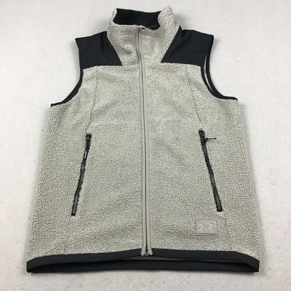 Under Armour Vest Men Small Black Gray Full Zip Jacket Soft Shell UA Logo S